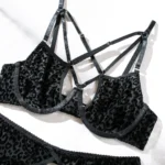 Ellolace Leopard Velvet Lingerie Sensual Cross Bra Kit Push Up See Through Sexy Outfits Sissy Exotic Sets Fancy Bilizna Set – Bild 6