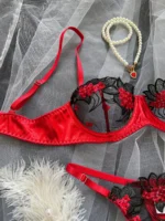 Ellolace Luxus BH-Set mit Spitze – Sexy Dessous für Frauen, Erotische Unterwäsche, BH & Höschen Set, Verführungswäsche, Romantische Blumen-Spitze – Bild 2
