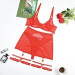 Ellolace gerippte Dessous erotische transparente BH Phantasie Unterwäsche durch Strumpfband Riemen Spitze erotische sexy Outfits intim sehen – Bild 6