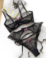 Ellolace sinnliche Dessous Rüschen Strumpfband Spitze BH transparentes Outfit nahtlose Sex Anzug gut aussehende Unterwäsche Fantasie intim – Bild 5