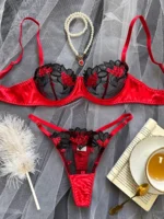Ellolace Luxus BH-Set mit Spitze – Sexy Dessous für Frauen, Erotische Unterwäsche, BH & Höschen Set, Verführungswäsche, Romantische Blumen-Spitze