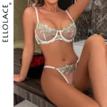 Verführerisches Dessous-Set mit floraler Spitze | 2-teiliges BH-Set für Damen | Transparente Details & Push-up Effekt – inkl. String