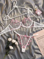 Verführerisches Dessous-Set mit floraler Spitze | 2-teiliges BH-Set für Damen | Transparente Details & Push-up Effekt – inkl. String – Bild 6