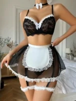 Sexy Maid Lingerie Set – Spitze Push-Up BH & Durchsichtiger Mesh Rock für Erotik-Outfits & Sissy-Fetisch – Bild 5