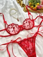 Verführerisches Spitze mit Herzstickerei | Dessous für Damen | Spitzen-Lingerie mit romantischen Details – Bild 4