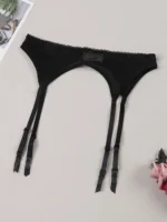 Strapsgürtel mit Strumpfhaltern & Strümpfen – 2-tlg-Set – transparente Reizwäsche für Damen | verführerische Lingerie – Bild 4