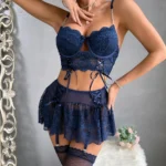 Damen Dessous-Set – Verführerische Spitzen-Unterwäsche, Sexy G-String, Ethnischer Stil, Heißes Ensemble, Brasilianischer Schnitt – Bild 2