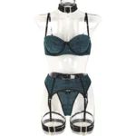 5-teiliges Dessous-Set mit BH & Strumpfband | Spitzen-Lingerie in Glitzer-Optik | Hochwertige Reizwäsche für Damen | Elegant & verführerisch – Bild 7