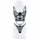 Verführerisches Spitzen-Lingerie-Set in Schwarz | 2-teilig mit transparenten Details | Sexy Dessous für Damen – Reizwäsche mit Push-up Effekt – Bild 5