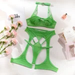 Verführerisches Dessous-Set mit Strumpfhalter & Bustier | Damen-Lingerie in Mesh-Optik | Push-up-Effekt & verführerische Details – Bild 5