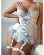 Sexy Pink Lace Bodysuit mit Bow-Knot & Garters – Verführerisches Lingerie Jumpsuit für Frauen – Bild 10