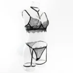 Sexy Spitze Dessous Set BH Slip mit Strumpfhaltern 4 teilig Erotik Wäsche – Bild 12