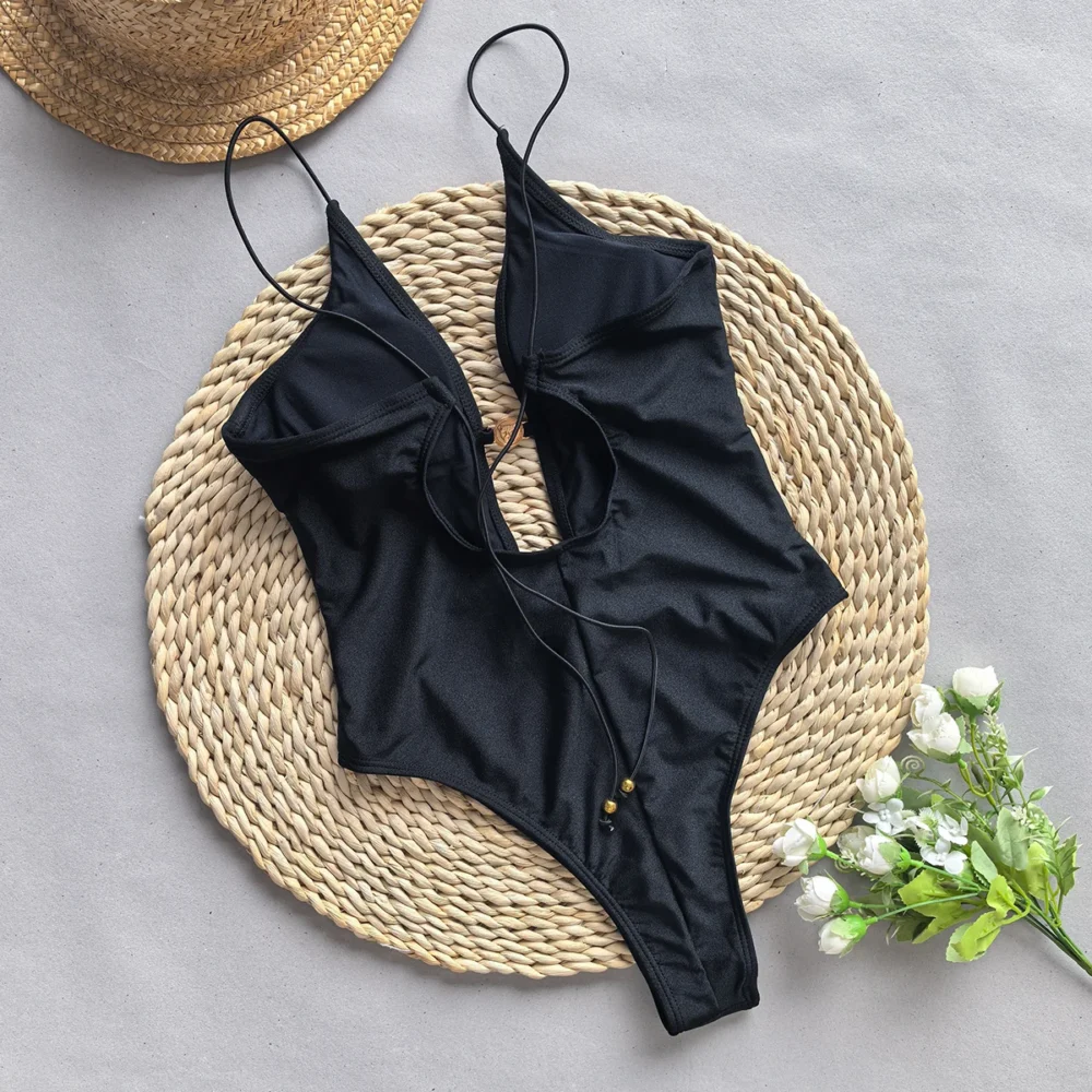 Push Up Monokini Damen schwarz sexy Badeanzug | brasilianischer Schnitt – Bild 10