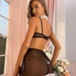 Sexy Maid Uniform Lace Mesh Erotik Cosplay Outfit Damen Reizwäsche Set – Bild 4