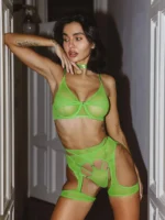 Verführerisches Dessous-Set mit Strumpfhalter & Bustier | Damen-Lingerie in Mesh-Optik | Push-up-Effekt & verführerische Details – Bild 4