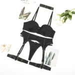 5-teiliges Dessous-Set mit BH & Strumpfband | Spitzen-Lingerie in Glitzer-Optik | Hochwertige Reizwäsche für Damen | Elegant & verführerisch – Bild 9