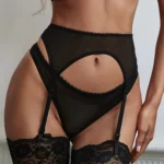 Strapsgürtel mit Strumpfhaltern & Strümpfen – 2-tlg-Set – transparente Reizwäsche für Damen | verführerische Lingerie