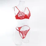 Romantisches Spitzen-Lingerie-Set für Damen | 2-teilig in Rot | BH + Slip mit Stickereien | Valentinstag & besondere Anlässe – Bild 10
