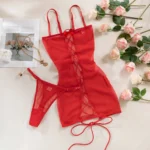 Sexy Transparentes Babydoll Damen Reizwäsche Rückenfrei Kreuzträger Verführerisches Nachtkleid Dessous für Frauen – Bild 6