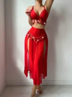 Babydoll Dessous Set Damen Rot | Perlendekor Transparent | S XL | Party Valentinstag – Bild 4