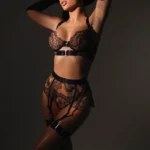 Verführerisches 5-teiliges Dessous-Set für Damen | Spitzen-Mesh mit Stickereien | Durchsichtige Details & Strumpfhalter – Luxus-Lingerie – Bild 3