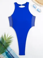 Neue Sexy Spling Mesh Ein Stück Badeanzug Ring Verbunden Bademode Frauen Badeanzug High Cut Out Monokini Body Sommer Strand Tragen – Bild 2