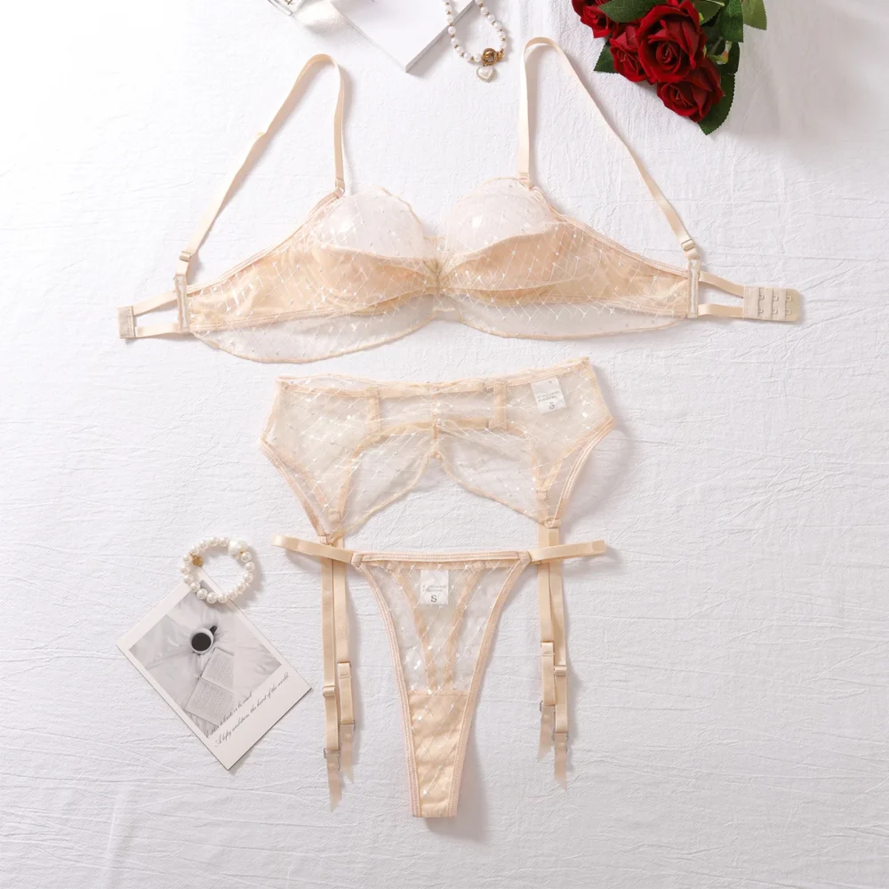 BH Damen transparent Tüll Polka Dots Dessous Unterwäsche – Bild 8