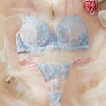 Dessous-Set sexy BH Slip Herz-Stickerei Spitze transparent Polyester ELLOLACE – Bild 2