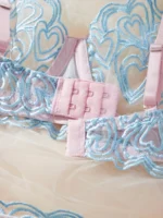 Dessous-Set sexy BH Slip Herz-Stickerei Spitze transparent Polyester ELLOLACE – Bild 5