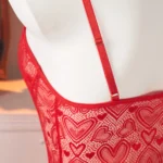 Babydoll Lingerie Damen Rot Spitzen-Transparent Nachthemd – Bild 5