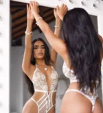 Sexy Dessous Body Neckholder V-Ausschnitt Spitze Nachtwäsche Weiß – Bild 5