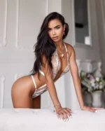 Sexy Dessous Body Neckholder V-Ausschnitt Spitze Nachtwäsche Weiß – Bild 12