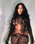 Mesh Dessous Outfit Damen sexy durchsichtig Zebramuster schwarz Crop-Top Hose – Bild 4