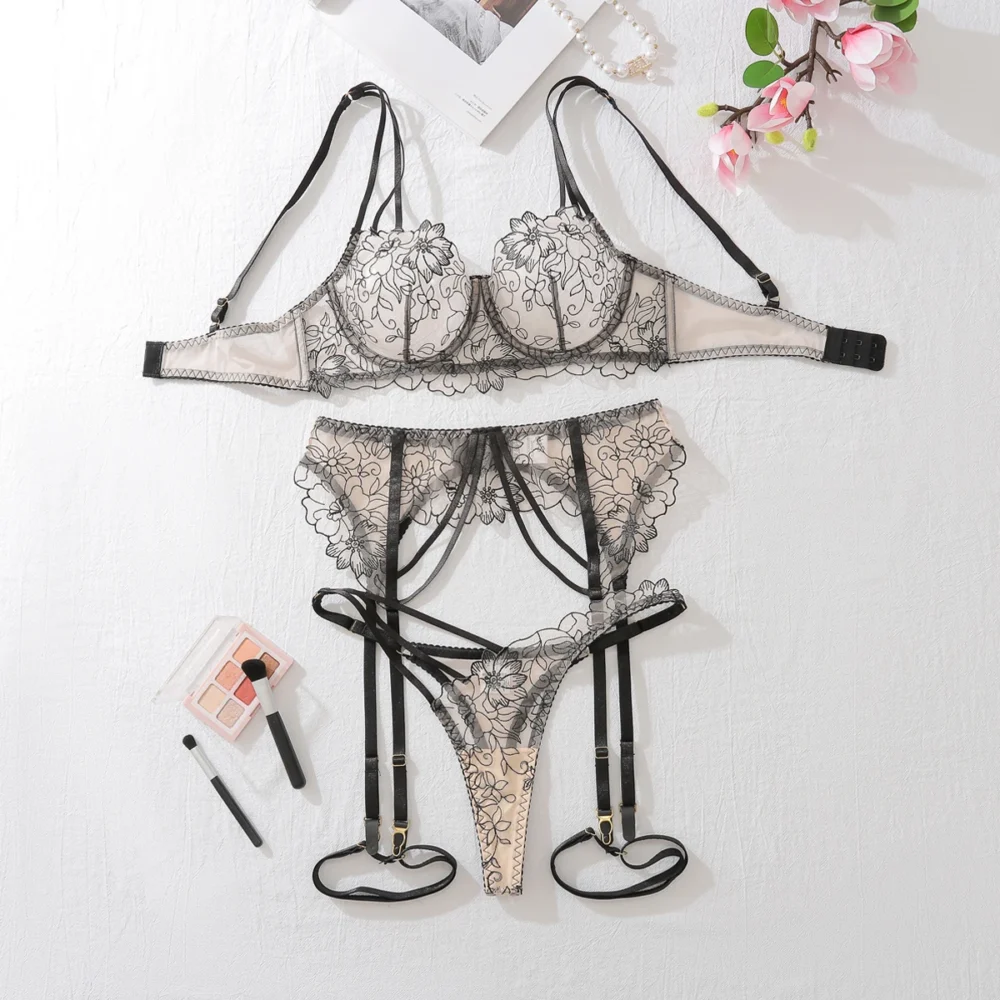 Ellolace Lingeries Sexy Hot Fancy Stickerei Spitze Damen Ethische Unterwäsche Gewagte Dessous Ultra Sexy Intim Sexy Komplett – Bild 7