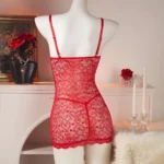 Babydoll Lingerie Damen Rot Spitzen-Transparent Nachthemd – Bild 3