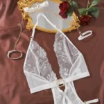 Sexy Dessous Body Neckholder V-Ausschnitt Spitze Nachtwäsche Weiß – Bild 8