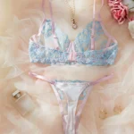 Dessous-Set sexy BH Slip Herz-Stickerei Spitze transparent Polyester ELLOLACE – Bild 3