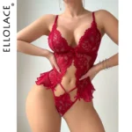 Sexy Spitzen Body Dessous Frauen Hohl Rüschen Bodysuit Ouvert Baby Doll
