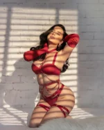 Dessous Set rot 8-teilig mit Brust Hosenträger für Damen – Bild 2