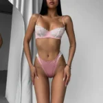 Spitzen BH Höschen Set Ultrathin Push-Up Damen Dessous Romantisch Erotik Zweiteiler – Bild 2