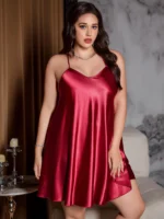 Nachthemd V-Ausschnitt Übergröße Damen Schlafkleid Nachtwäsche Homewear Lounge – Bild 6