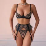Lace Sexy Lingerie Set Attractive Chest Suspenders Ensemble Lingeries Femmes Delicate Sexy Embroidered See Through Underwear – Bild 2