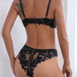 Spitze Dessous Set transparent floral Bügel BH Höschen Erotik – Bild 2