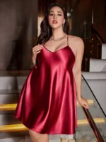 Nachthemd V-Ausschnitt Übergröße Damen Schlafkleid Nachtwäsche Homewear Lounge – Bild 3