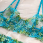 Florales Spitzen Lingerie Set 3-teilig in Schwarz mit Stickerei – Bild 5