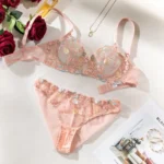 Floral Embroidery Sheer Transparent Lingerie Set Women Sheer Bra + Brief Underwear Set Back Sexy Intimates BOHO – Bild 6