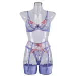 Spitzen Dessous Set mit floraler Stickerei durchsichtige Mesh BHs und Tangas für Damen – Bild 6