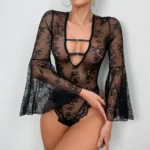 MIRABELLE Kinky Bodysuit Fantasy Trumpet Sleeve Fetish Sexy Hot Lingerie Body Naked Erotic Costume Sissy See-Through Tights