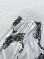 Damen Pyjama Set Leopard Muster V-Ausschnitt Hosenträger Lange Hose – Bild 6