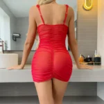 Krasapt Blumenstickerei Sexy Dessous 2-teiliges Set Mesh Durchsichtige Patchwork-Kleider und Tangas Outfits Erotische Nachthemd-Anzüge – Bild 5